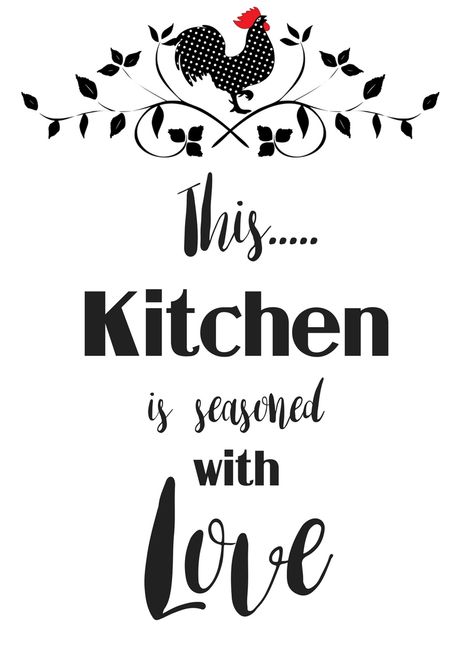 This kitchen is seasoned with love. Free printable...for a french kitchen Kitchen Related Quotes, Quotes For Kitchen Decor, Diy Wall Decor For Kitchen, Picture For Kitchen Walls, Kitchen Decor Painting, Kitchen Quotes Funny Free Printable, Kitchen Printables Free Prints Wall Art, Free Printable Wall Art Kitchen, Kitchen Quotes Decor Printables