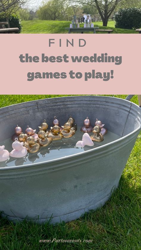 Wedding Ceremony Entertainment, Fun Outdoor Wedding Games, Diy Hook A Duck Game, Wedding Day Entertainment Ideas, Fun Diy Wedding Ideas, Outdoor Wedding Activities Receptions, Outdoor Wedding Entertainment, Wedding Outside Games, Wedding Party Ideas Games