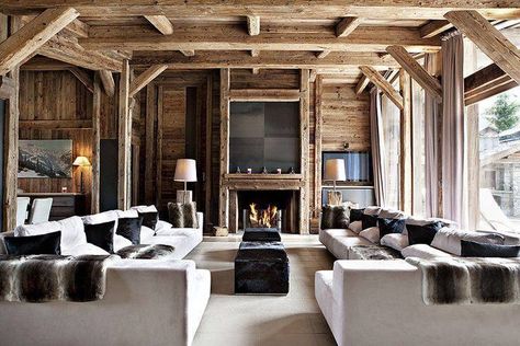 Chalet, fur, fire Ski Lodge Style, Rustic Chalet, Cabin Mountain, Chalet Interior Design, Mountain Interiors, Ski Lodge Decor, Rustic Decorating, Interior Kantor, Chalet Chic