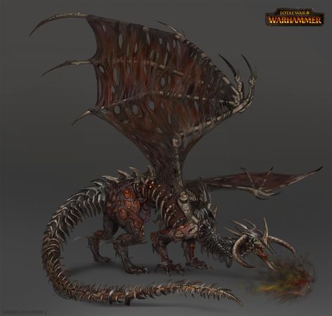 Total War: Warhammer Concept Art - Zombie Dragon, Sandra Duchiewicz on ArtStation at https://www.artstation.com/artwork/a9y2q Warhammer Concept Art, Zombie Dragon, Vampire Counts, Beast Creature, Dragon Images, Warhammer Art, Dragon Pictures, Fantasy Images, Fantasy Armor