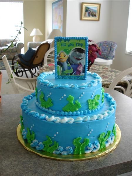 Shark Tale - Shark Tale theme cake. Shark Tales Birthday Party, Shark Tale Birthday Party, Oscar Shark Tale, Shark Tales, Pineapple Filling, Shark Tail, Shark Tale, Movie Birthday Party, Movie Birthday