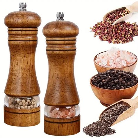 Pepper Grinder Household Sea Salt Wooden Spice - Temu Australia Spice Mill, Salt Grinder, Hari Valentine, Salt And Pepper Mills, Serveware Entertaining, Spice Bottles, Salt And Pepper Grinders, Spice Grinder, Pepper Mill