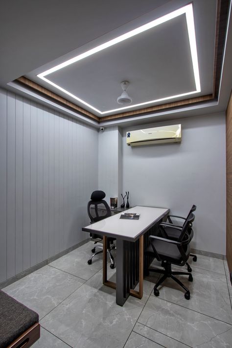 Fall Ceiling Designs Office, Pop Design For Office Cabin, Clinic False Ceiling Design, Office Fall Celling Design, Small Office Ceiling Design, Office Ceiling Design Small Spaces, Office False Ceiling Design, Office Ceiling Design, Office Cabin Design