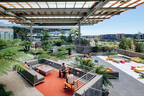 Gallery of 30 Workspaces for the World’s Biggest Tech Companies - 13 Terrasse Design, California Architecture, Campus Design, Rooftop Design, Menlo Park, Frank Gehry, Garden Architecture, Terrace Design, Rooftop Garden