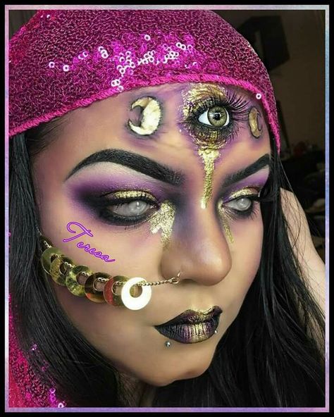 Fortune Teller Makeup, Fortune Teller Costume, Makeup Zombie, Halloween Make-up Looks, Holloween Makeup, Monster Makeup, Halloween Coustumes, Diy Kostüm, Halloween Makeup Inspiration