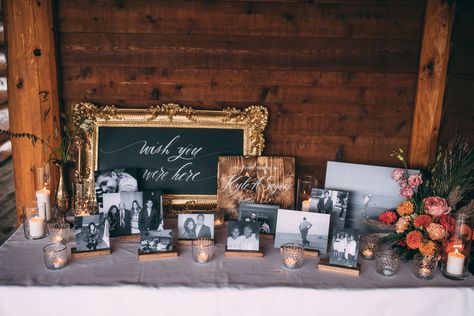 Picture Table At Wedding, In Memory Of Table Wedding, Childhood Photos Wedding Table, Wedding Table Memorial, Memorial Table Decor, In Memory Of Wedding Ideas Table, In Memory Of Wedding Table, In Memory Table Wedding, Memorial Tables At Weddings