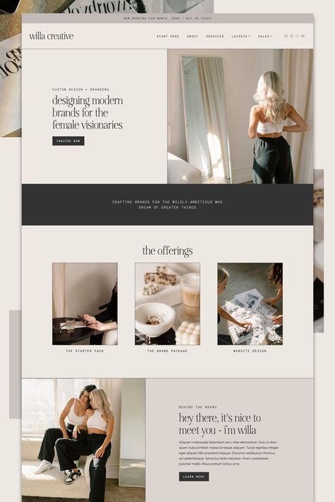 Explore the Gorgeous Willa Theme for showcasing stunning studio portfolios! Wordpress Landing Page Design, Website Homepage Ideas, Creative Website Design Layout Ideas, Professional Website Design Inspiration, Scandinavian Website Design, Grey Website Design, Personal Brand Website Design, Wordpress Website Design Ideas, Wordpress Website Design Templates