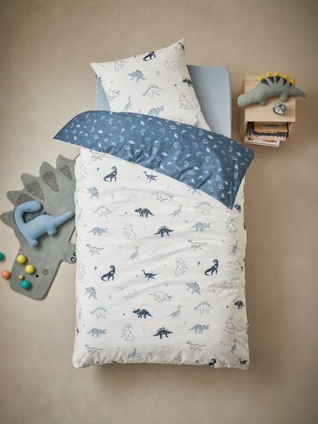 Duvet Cover & Pillowcase Set for Children, Hello Dinos, Basics Kids Beds For Boys, Dinosaur Bedding, Cot Blankets, Bedding Inspiration, Kids Bedroom Inspiration, Kids Duvet Cover, Boys Bedding, Cot Bedding, Duvet Bedding