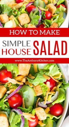 Easy Salad Recipes Lettuce, House Salad Recipe, Garden Salad Recipe, Salad Mixes, Lettuce Salad Recipes, Salads For A Crowd, Side Salad Recipes, Green Salad Recipes, Salad Salad