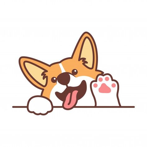 Cute welsh corgi dog waving paw cartoon | Premium Vector #Freepik #vector #baby #dog #character #cartoon Paw Cartoon, Corgi Cartoon, Corgi Face, Animal Paws, Cute Corgi Puppy, Dog Animation, Welsh Corgi Puppies, Corgi Funny, 강아지 그림