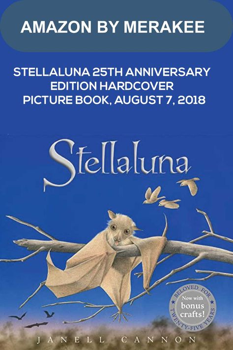 Knocked from her mother’s safe embrace by an attacking owl, Stellaluna lands headfirst in a bird’s nest. This adorable baby fruit bat’s world is literally turned upside down when she is adopted by the occupants of the nest and adapts to their peculiar bird habits. Two pages of notes at the end of the story provide factual information about bats. “Delightful and informative but never didactic; a splendid debut.”--Kirkus Reviews Read Aloud Books, Children's Picture Books, Big Book, Board Books, 25th Anniversary, Read Aloud, Children’s Books, Books Online, Book Club Books