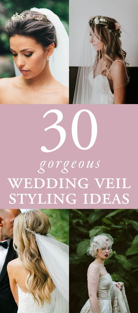 30 Styling Ideas for Your Wedding Veil Wedding Hair Vine With Veil, Wedding Hair Looks With Veil, Wedding Hair Ponytail With Veil Bridal Updo, Medium Length Wedding Hairstyles With Veil, Veil Styles Wedding, Bridal Hair Updo With Veil Headpieces, Best Wedding Hair With Veil, Wedding Veil Styles Guide, Bridal Hair Bob With Veil