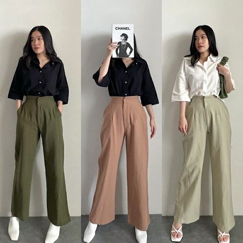 Outfit Kulot, Smart Casual Women Outfits, Smart Casual Women, Casual Work Outfits Women, Everyday Fashion Outfits, Casual Day Outfits, Classy Work Outfits, Ropa Diy, Stylish Work Outfits