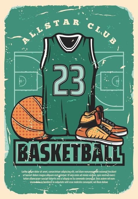 Basketball team club vector retro poster Basketball Poster Ideas, Sports Drawings, Basketball Posters, Sport Poster Design, Club Poster, Retro Sports, School Clubs, Sports Graphic Design, Cover Art Design