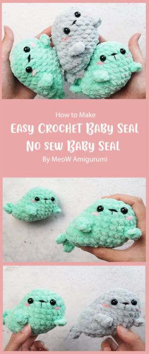 Crochet No Sew Plush, Low Sew Crochet Patterns, How To Crochet Airpod Case, Free Crochet No Sew Pattern, Easy Crochet Plushie Patterns, Crochet Seal Pattern Free, Crochet Mini Plushies Free Pattern, Crochet Giant Plushies, Cute Crochet Ideas To Sell