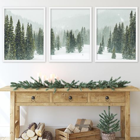 PRICES MAY VARY. SET OF 3: The package comes with 3pcs winter trees theme wall art prints, they are all in a different design, suitable for Christmas winter decoration. Notice: The wall art prints are UNFRAMED. WINTER SCENERY: The triptych displays snow covered pine trees standing in the mountains, showing a beautiful and vivid winter scenery, they will fit perfectly and can become an elegant interior accents, elevating your artistic style and creating your own Christmas winter aura. QUALITY MAT Nature Room Decor, Gallery Living Room, Ski Lodge Decor, Pine Tree Art, Nature Room, Trees Wall Art, Infinite Art, Picture Tree, Big Wall Art