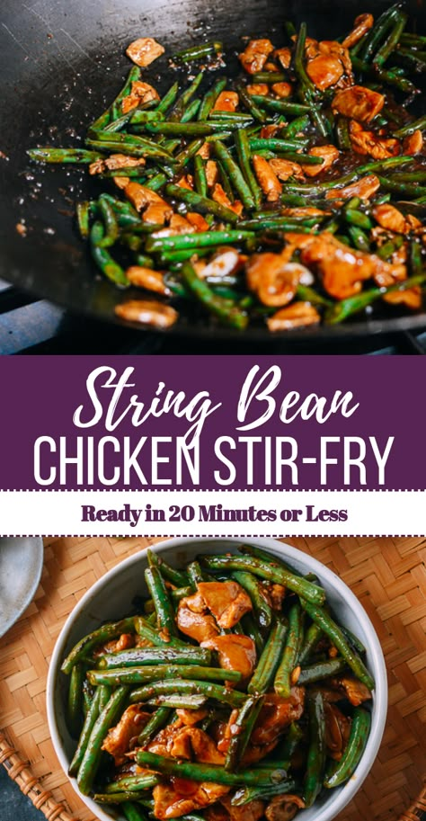 Chicken In Wok Easy Recipes, Chicken And Green Bean Stirfry, Stir Fry Chicken And Green Beans, Chicken Stir Fry In Wok, Chicken Stir Fry With Green Beans, Chicken Green Beans Stir Fry, Chicken And Sting Beans, Chicken And Green Bean Stir Fry Healthy, Green Bean And Chicken Stir Fry