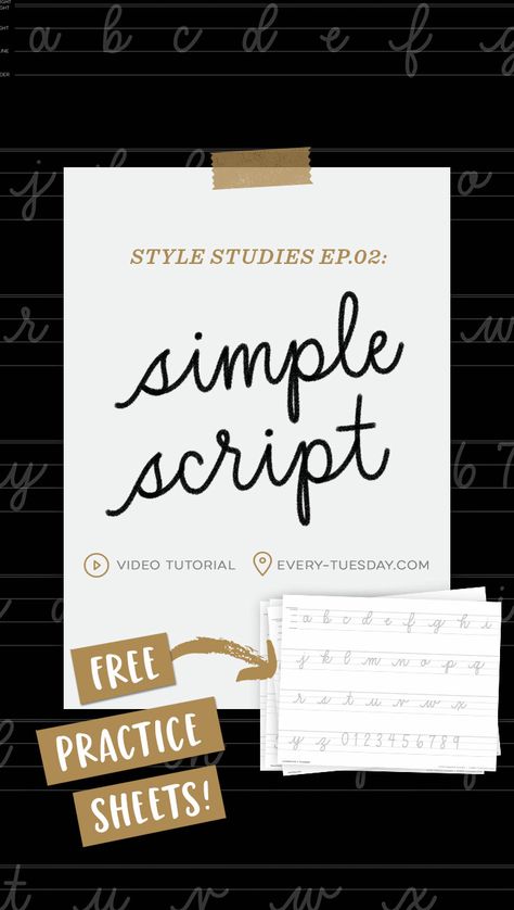 Style Studies: Learn the Simple Script Style (  free practice sheets!) | every-tuesday.com via @ teelac Script Practice Sheets, Digital Calligraphy Practice Sheets, Ipad Calligraphy Practice Sheets, Procreate Calligraphy Practice Sheets, Procreate Lettering Practice Sheets Free, Procreate Pocket, Script Handwriting, Lettering Drawing, Calligraphy Worksheet