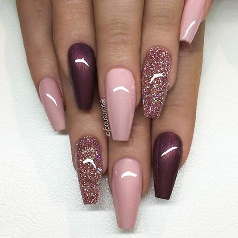 Burgundy Nail Designs, Purple Nail, Burgundy Nails, Coffin Nails Long, Nagel Inspo, Nail Designs Glitter, Coffin Nails Designs, Pretty Acrylic Nails, Fancy Nails