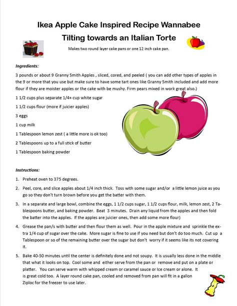 Time Impaired Living: Ikea Apple Cake Inspired Recipe Wannabee with Italian tilt Ikea Restaurant, 12 Inch Cake, Apple Cake Recipe, Apple Cake Recipes, No Bake Bars, Granny Smith Apples, Apple Cake, Fall Baking, Apple Slices