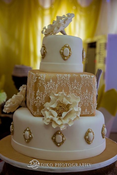 Nigerian Wedding Cake Designs, Nigerian Wedding Cake, Nigerian Traditional Wedding Cake, Cake Designs Simple, African Wedding Cakes, 22 Bday, Wedding Cake Designs Simple, Nigerian Traditional Wedding, Nigeria Wedding