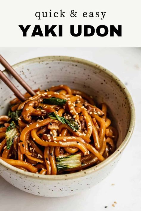 This Yaki Udon recipe is delicious and can be made in just 15-minutes when you need an easy weeknight dinner on the table fast. You’ll love how simple it is to make these udon noodles right at home and the Yaki Udon Noodle sauce is packed with flavor. Add this to your easy weeknight meal recipe rotation and feel free to customize your udon noddles by adding your favorite vegetables. Noddle Recipes, Noodle Sauce, Udon Noodles Recipe, Udon Recipe, Yaki Udon, Udon Noodle, Udon Noodles, Stir Fry Recipes, Easy Weeknight