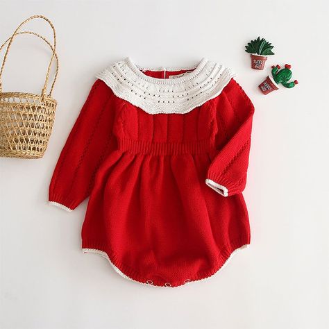 SKU: BB1042 Material: 100% Cotton Sleeve Length: Long Sleeve Color: Red Size Chart (cm) Size Height Length Bust*2 3-6M Up to 66 44 23 6-12M 66-73 46 24 12-18M 73-80 48 26 18-24M 80-90 50 28 *Age is only an approximation of size. The product dimensions give a much better indication of which size to buy. Xmas Clothes, First Christmas Outfit, Warm Outfit, Red Christmas Dress, Knit Romper, Knitted Baby Clothes, Red Romper, Baby Christmas Outfit