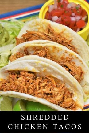 These shredded chicken tacos will give you a new, delicious way to make chicken and shake up taco night all in one easy recipe. Chicken breasts are cooked in a flavorful tomato sauce, then shredded and added back to the sauce until they soak it all up. Dress up the tacos with your favorite toppings and enjoy! #shreddedchickentacos #chickentacos via @cook2eatwell Chicken For Tacos Shredded, How To Cook Chicken For Tacos, Chicken Tacos On Stove Top, Chicken Taco With Rotisserie Chicken, Shredded Chicken Seasoning Recipes, How To Season Chicken For Tacos, Sauce For Shredded Chicken, Rotisserie Chicken Taco Recipes, Chicken Taco Recipes Easy