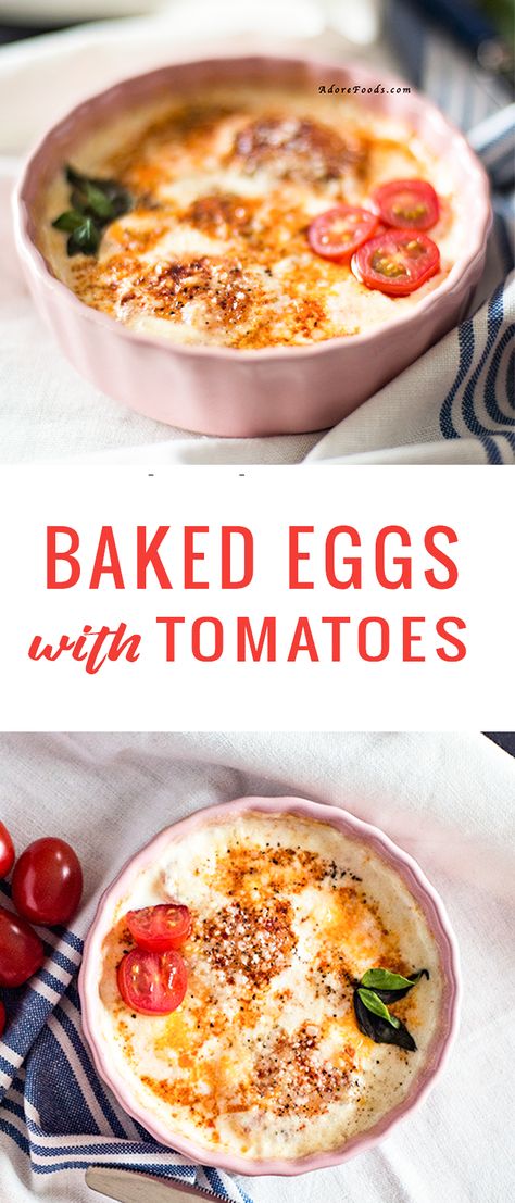 Baked Egg Ramekin, Ramekin Baked Eggs, Healthy Ramekin Breakfast, Ramekin Egg Bake, Egg Bake For One, Egg Bake In Ramekin, Italian Baked Eggs In Ramekins, Egg Ramekins Breakfast, Egg Breakfast For One