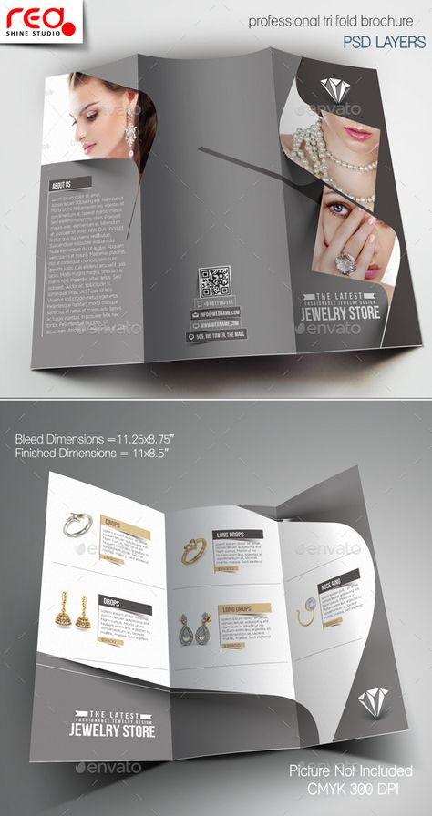 Jewelry Store Trifold Brochure Template -1 - Corporate Brochure Template PSD. Download here: http://graphicriver.net/item/jewelry-store-trifold-brochure-template-1/11796966?s_rank=1771&ref=yinkira Jewelry Brochure Design, Jewellery Brochure, Leaflet Layout, Brochure Sample, Catalog Design Layout, Brochure Psd, Catalogue Design, Brand Guidelines Template, Brochure Design Layout