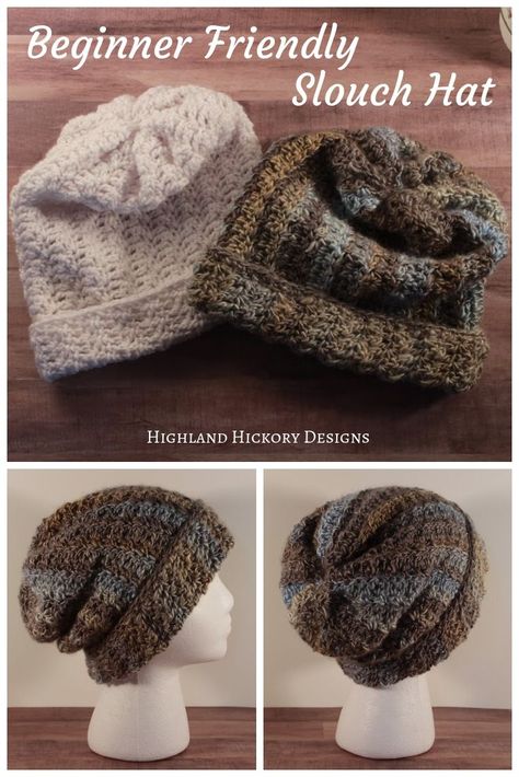 Crochet Slouchy Hat Free Pattern Easy, Free Crochet Pattern Womens Hat, Slouchy Hats Crochet Pattern Free, Textured Crochet Hat Pattern Free, Slouch Crochet Hat, Beanie Hat Pattern Crochet, Slouch Crochet Hats Free Pattern, Easy Crochet Slouchy Beanie, Crochet Beanie Pattern Free Light Weight Yarn