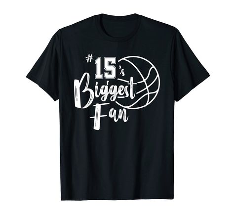 PRICES MAY VARY. Solid colors: 100% Cotton; Heather Grey: 90% Cotton, 10% Polyester; All Other Heathers: 50% Cotton, 50% Polyester Imported Pull On closure Machine Wash Go Number Fifteen! Show support for your favorite basketball player with your #15's Biggest Fan shirt. basketball mom, basketball dad, sister, brother, aunt, uncle or grandparent of a basketball player. From PicksPlace. #15's Biggest Fan shirt for the basketball Mom/basketball Dad cheering your son or daughter in youth sports...j Basketball Fan Shirts, Basketball Senior Night, Basketball Mom Shirts, Sports Mom Shirts, Basketball Mom, Basketball Fans, Basketball Shirts, A Basketball, Youth Sports