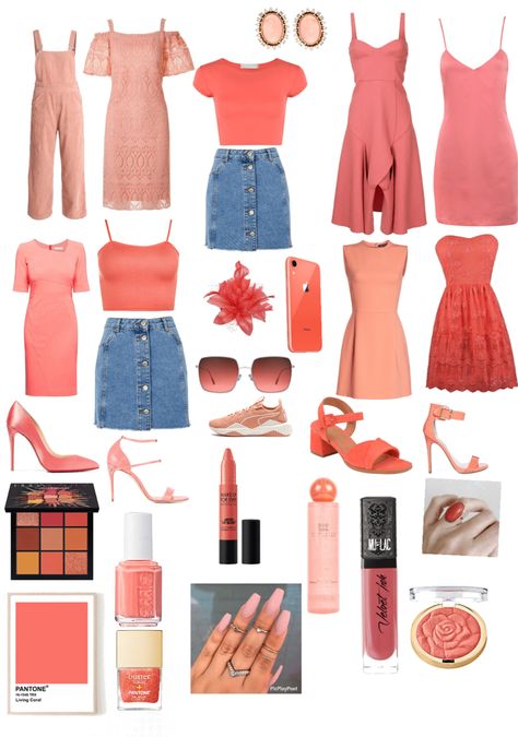 Coral Party outfit ideas | Come,Come,Coral Coral Outfit Ideas Color Combos, Coral Color Outfits, Coral Outfits For Women, Peach Outfits For Women, Salmon Clothes, Coral Shirt Outfit, Coral Pink Outfit, Coral Top Outfit, Peach Outfit Ideas