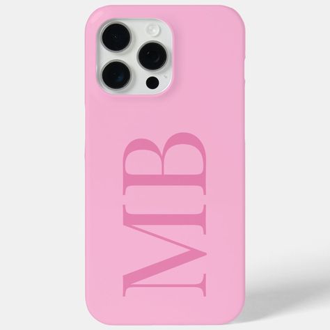 Elegant Pink Minimalist Initial Monogram Case-Mate iPhone Case Initial Phone Case, Pink Minimalist, Pink Phone Case, Personalize Iphone Case, Pink Phone, Initial Monogram, Personalized Iphone, Pink Phone Cases, Monogram Initials