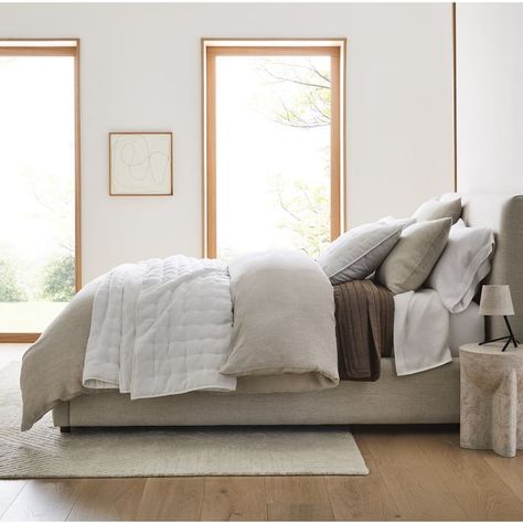 Two Duvets One Bed Layered, West Elm Crinkle Velvet Duvet, Taupe King Blanket, Layered Bedding, Textured Duvet, Linen Bed Set Bed Bath & Beyond, Herringbone Blanket, Velvet Duvet, Linen Layers