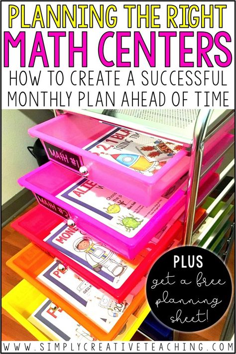 Creating & Planning Math Centers Ahead of Time - Simply Creative Teaching Math Centers 2nd, Math Centers First Grade, Math Center Organization, Math Center Rotations, Guided Math Centers, Centers First Grade, Free Math Centers, Centers Kindergarten, Kindergarten Math Centers