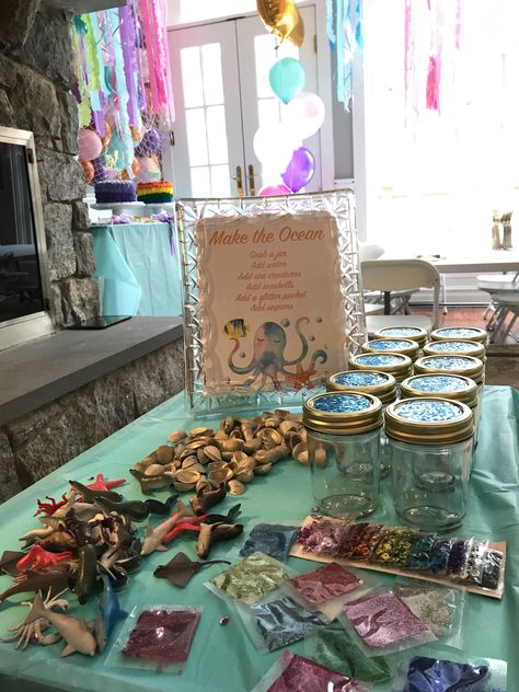 Under Water 1st Birthday Theme, Undersea Theme Birthday Party, Mermaid Themed Birthday Party Games, Shark Birthday Party Crafts, Underwater Party Activities, One Year Old Under The Sea Party, Under The Sea Birthday Party Crafts, Under Sea Party Ideas, Marine Life Birthday Theme