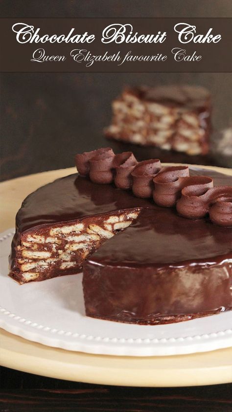 No Bake Chocolate Biscuit Cake, Queen Elizabeth Chocolate Biscuit Cake, Queens Chocolate Biscuit Cake, No Bake Chocolate Cake Recipes, Queen Elizabeth Cake, Biscuit Cake Recipe Simple, English Cake Recipes, English Cake Recipe, Chocolate Biscuit Cake Recipe