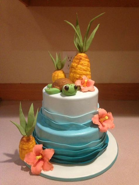 Hawaiian Birthday Party Cake Ideas, Blue Hawaiian Cake, Luau 2nd Birthday Party Ideas, Hawain Cakes Birthday, Hawain Cakes Ideas, Luau 1st Birthday Cake, Hawaiian Themed First Birthday Party, Hawaii Themed First Birthday, Margaritaville Birthday Cake