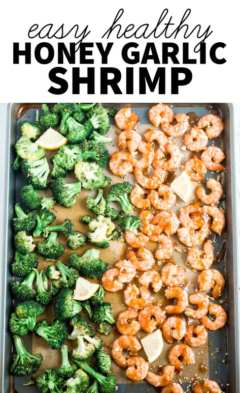 Shrimp Broccoli Sheet Pan Dinner, Sheet Pan Shrimp And Broccoli, Sheet Pan Meals Shrimp, Sheet Pan Dinners Shrimp, Shrimp Sheet Pan Dinner, Honey Garlic Shrimp And Broccoli, Garlic Shrimp And Broccoli, Light Foods, Honey Garlic Shrimp