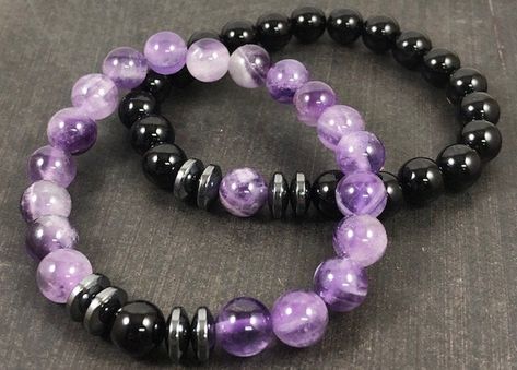 Excited to share this item from my #etsy shop: BEST SELLER ,Couples 8mm Bracelets, Amethyst & Black Onyx Bracelet,Purple Black Gemstone Beaded Bracelet Set, Gifts for Couples Matching Things, Buddhism Wallpaper, Om Bracelet, Couples Bracelets, Buy Gold Jewelry, Lava Bead Bracelet, Healing Gemstone Bracelets, Bracelet Inspo, Gifts For Couples