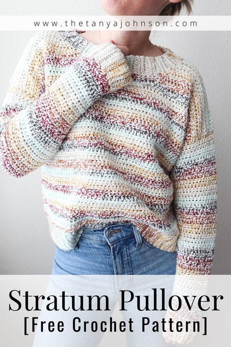 Crochet Stitch Looks Like Knitting, Crochet Sweater Beginner Pattern, Lion Brand Basic Stitch Yarn Crochet Patterns, Beginner Sweater Crochet, Crochet Sweater Top Down Free Pattern, Ribbed Crochet Sweater Pattern, Best Yarn For Crochet Clothing, Best Yarn For Sweaters, Beginner Crochet Jumper