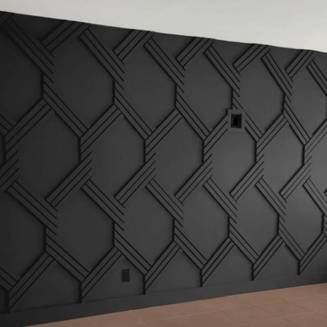 ACCENTWALLPANELS - Etsy Foyer Wall Paneling Design, Black Modern Accent Wall, Architectural Accent Wall, Accent Wall Craftsman, Entry Statement Wall, Accent Walls For Office, Modern Feature Wall Ideas Living Room, Black Wall Trim Ideas, Salon With Black Walls