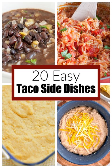 Good Mexican Side Dishes, Taco Bar Rice, Mexican Meal Side Dishes, Easy Taco Side Dish, Side Dishes For A Taco Bar, Things To Serve With Tacos, Sides To Go With Tacos Simple, Sides Dishes For Tacos, Mexican Sides For Tacos