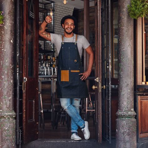 Bartender Apron, Apron Barista, Restaurant Staff, Jean Apron, Strap Jeans, Waiter Uniform, Chef Restaurant, Barista Apron, Gift For Him Birthday