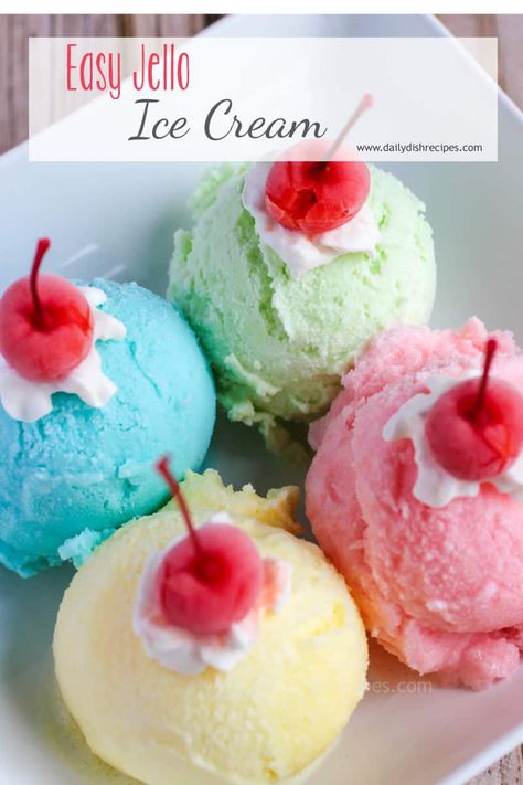 Magic Ice Cream Jello, Melted Ice Cream Recipes, Fancy Ice Cream Cones, Jello And Ice Cream Recipes, Jello Sherbet Recipes, Jello And Ice Cream Dessert, Jello Pudding Ice Cream Recipes, No Machine Ice Cream Recipes, Jello Mix Recipes