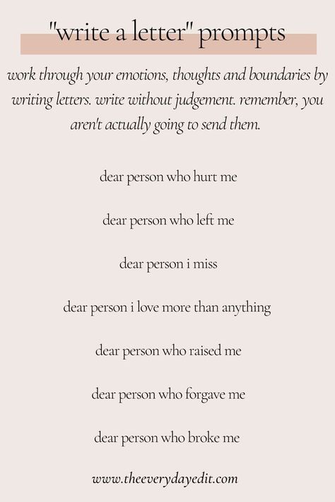 What Can You Write In Your Journal, Self Healing Writing Prompts, Journal Prompts Write A Letter, Writing Prompts Self Reflection, Writing Prayers Journal Prompts, Journal Prompts For Self Development, Writing A Journal Ideas, Journal Prompts Letters, Journal Prompts Organization