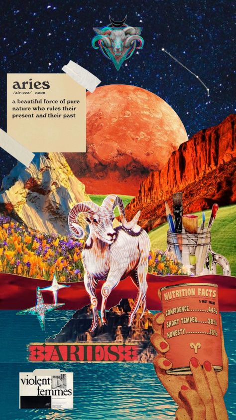 Aries Collage Wallpaper, Aries Season Aesthetic, Aries Collage, Aries Wallpaper, Inspo Collage, Jupiter Sign, Saturn Sign, Aries Aesthetic, Ram Wallpaper