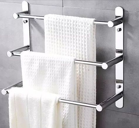 Bathroom Towel Rack Ideas, Modern Bathroom Accessories Set, Modern Towel Rack, Toallero Ideas, Diy Towel Rack, Chrome Towel Bar, Bath Towel Racks, Modern Bathroom Accessories, Towel Ladder