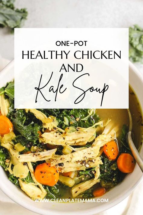 Chicken And Kale Soup, Chicken And Kale Recipes, Recipes With Turmeric, Bone Broth Soup Recipes, Chicken Kale Soup, Chicken Bone Broth Recipe, Chicken And Kale, Chicken Broth Soup, Clean Eating Soup Recipes